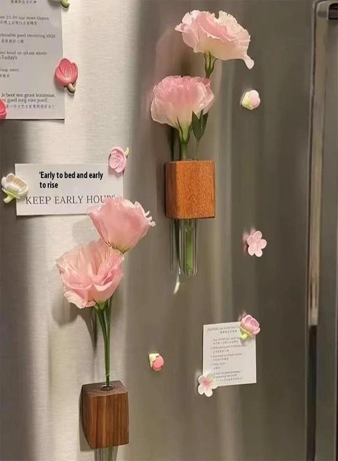 Perfect Pricee Mini Refrigerator Vase Magnets | Wooden & Tube Mini Flower Planter Fridge Magnets | Stylish, Durable, Home | Small Magnetic Vases for Fresh, Dried & Hydroponic Plants (Multicolor,) P-2 - Image 1